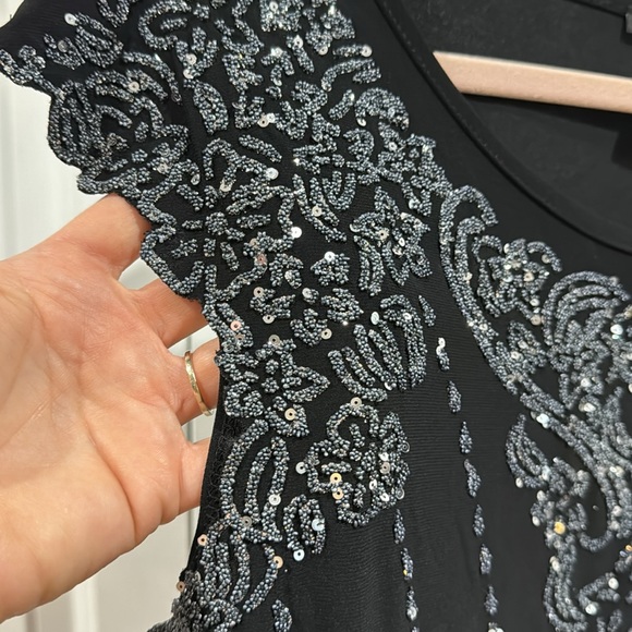 NWT Sequin Embellished Black Formal Top size XL - Picture 5 of 8